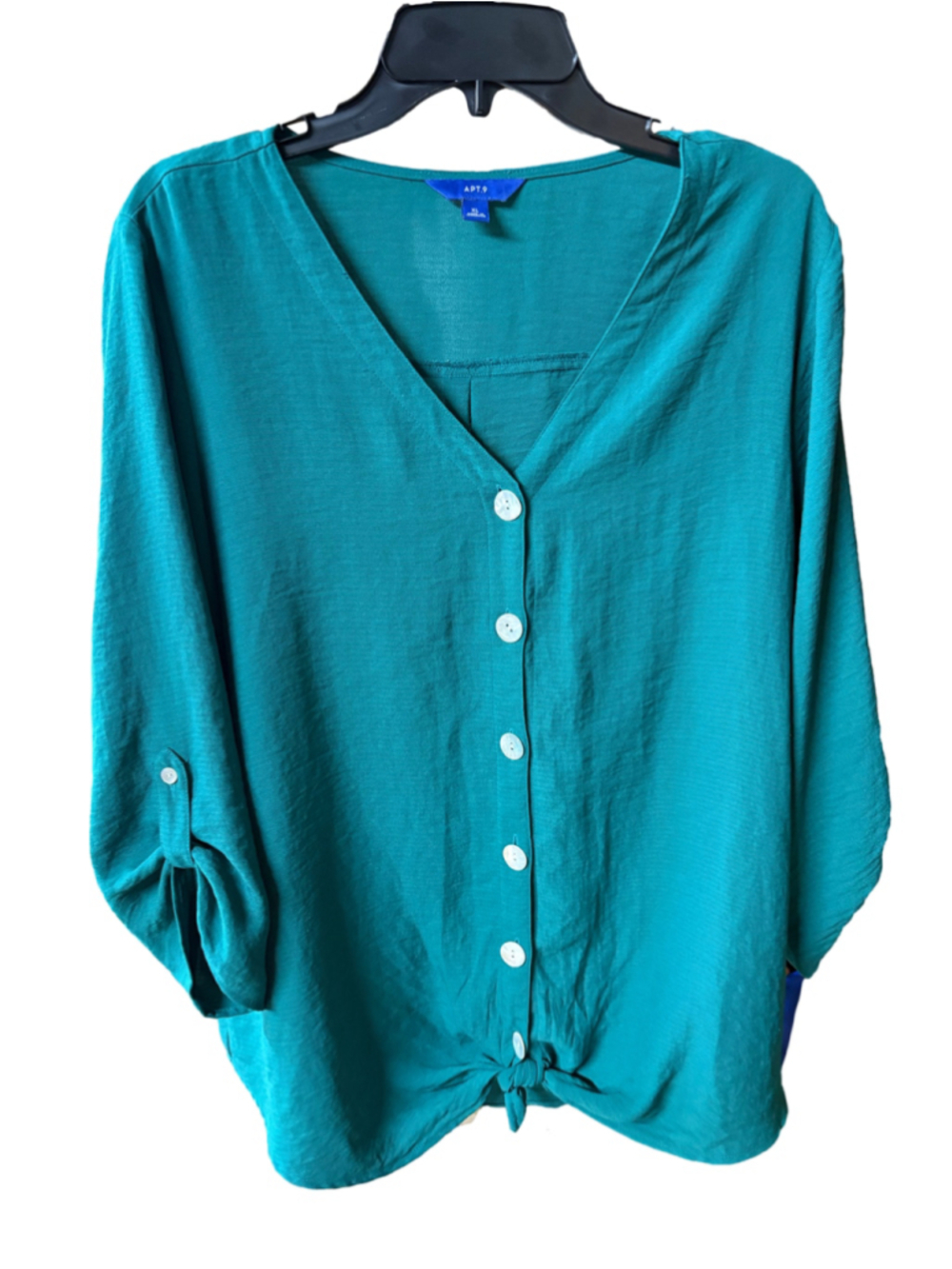 Women's Apt. 9 Green Jade Mother Of Pearl Button-Down Blouse Size XL